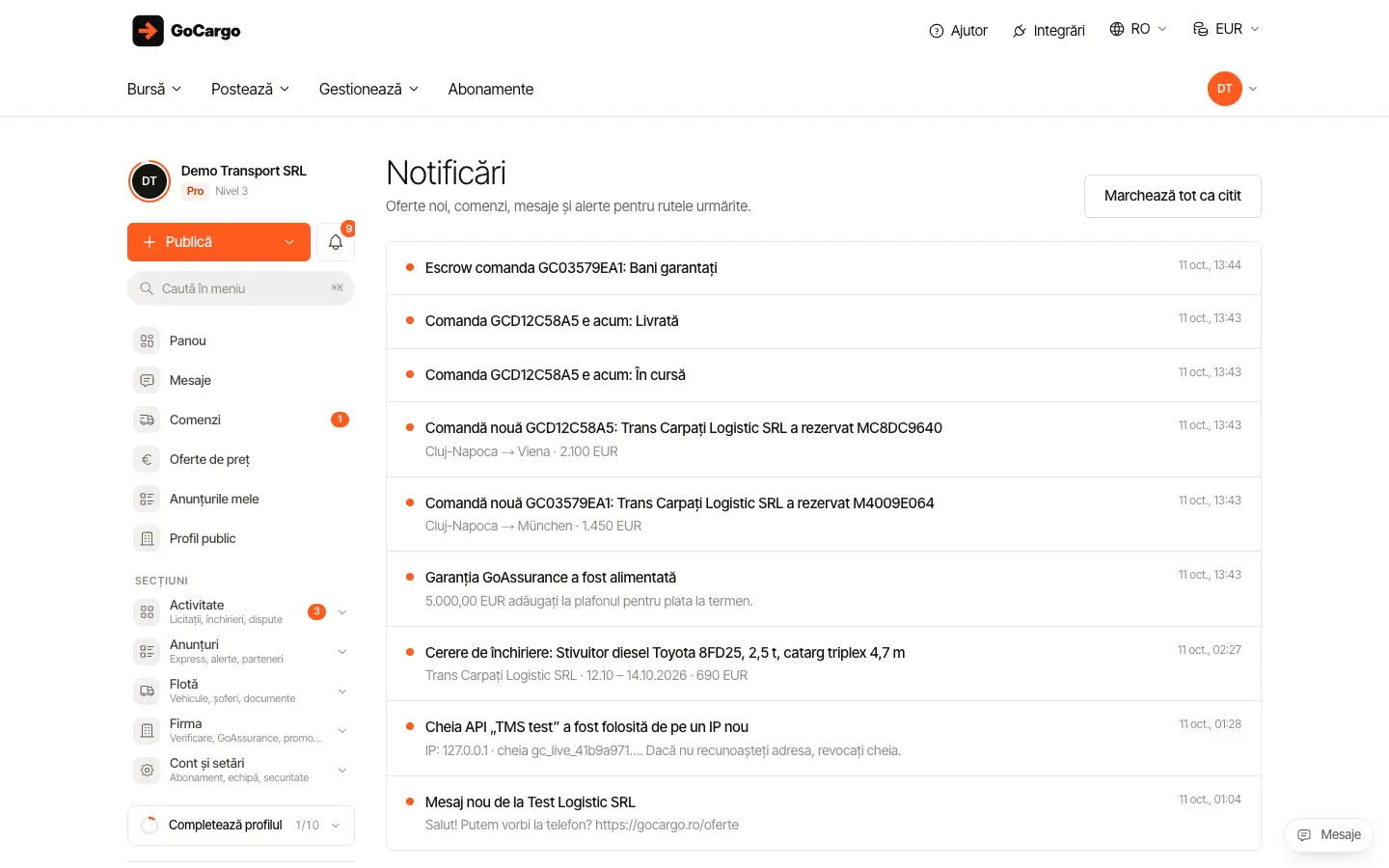Notificările de cont: Vedeți istoricul