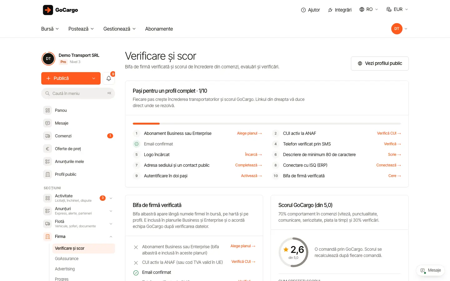 Verificarea firmei și scorul de încredere: Dacă cererea e respinsă