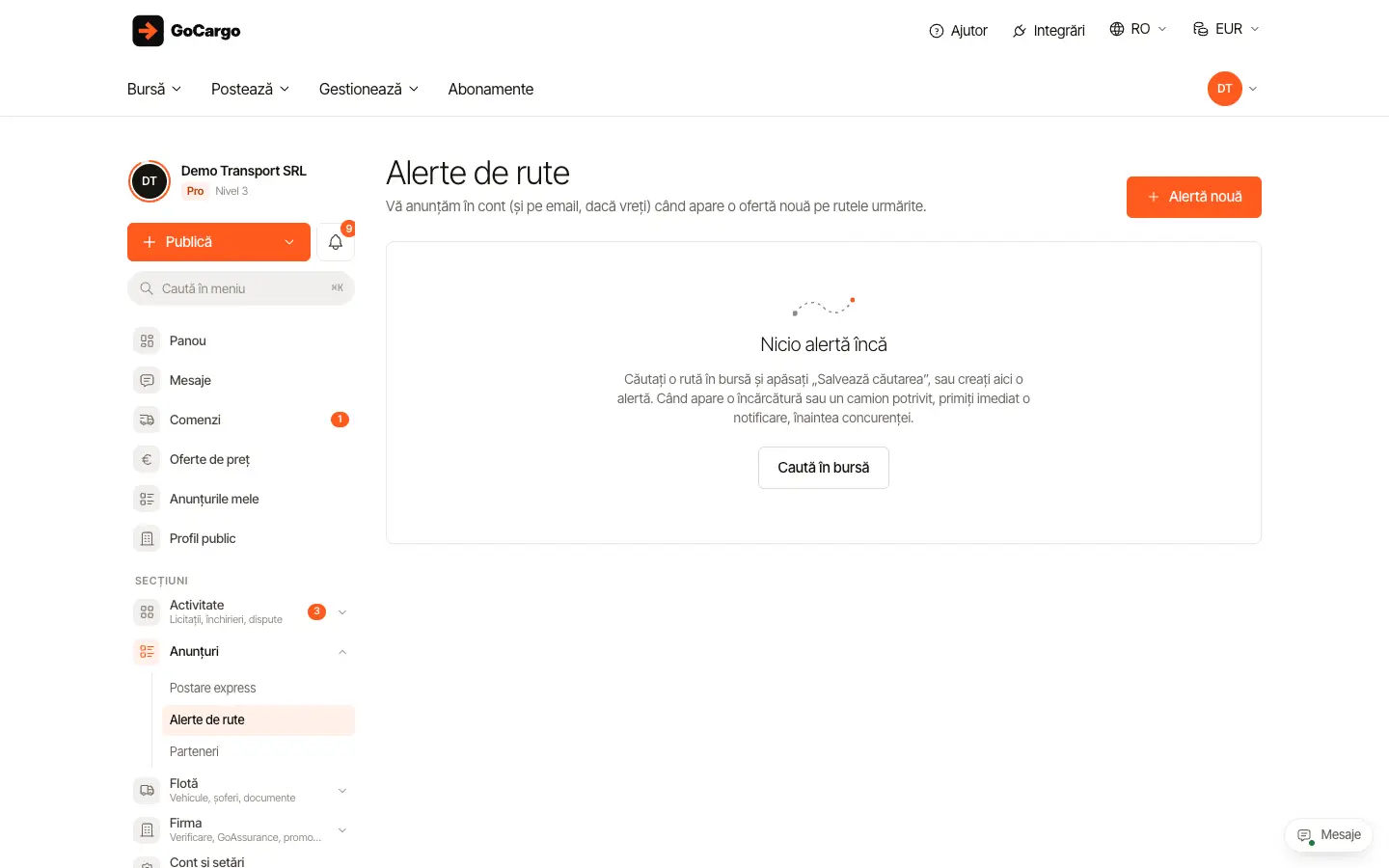 Salvează căutarea ca alertă: Gestionați alertele