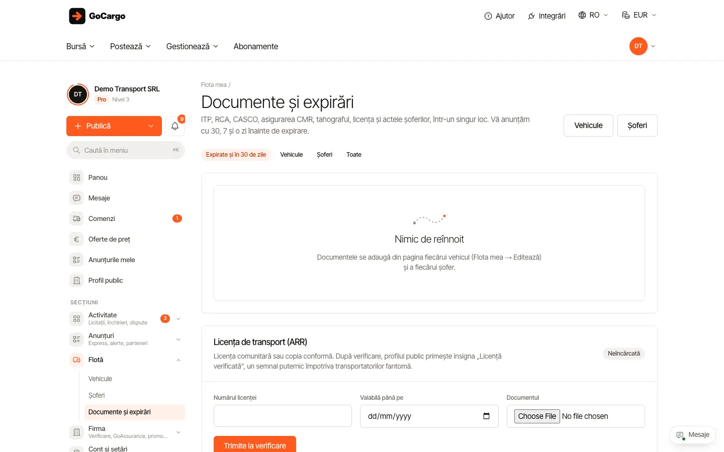 Alocă vehiculul și șoferul pe comandă: Rezolvați documentele semnalate