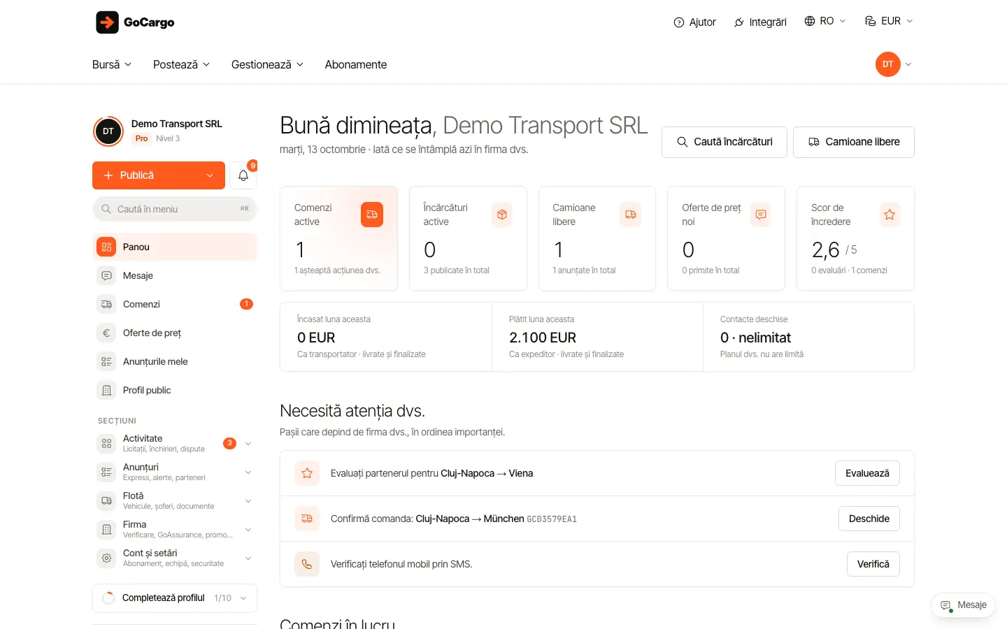 Confirmați emailul și verificați telefonul: Urmăriți panoul